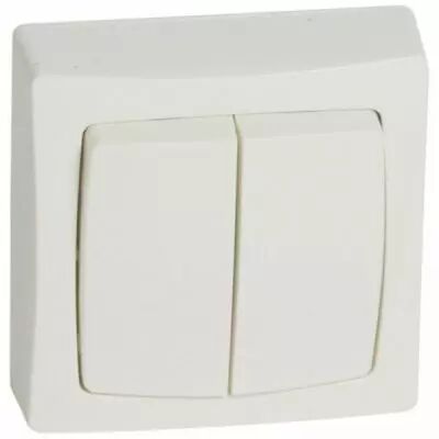 Interrupteur/va-et-vient/poussoir double Saillie complet blanc (086020L)
