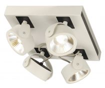 KALU, applique et plafonnier intérieur, quad, carré, blanc/noir, LED, 60W, 3000K, variable Triac (1000136)