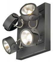 KALU, applique et plafonnier intérieur, quad, carré, noir, LED, 60W, 3000K, variable Triac (1000135)