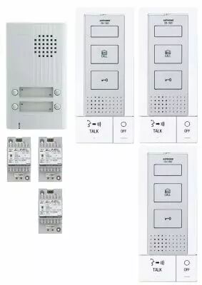 Kit audio platine alu saillie 4bp, 3 postes ma�tres mains-libres, 3 transfo (KITDB3)