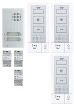 Kit audio platine alu saillie 4bp, 3 postes maîtres mains-libres, 3 transfo (KITDB3)