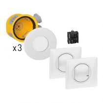 Kit Modul\'up avec 3 boites Modul\'up + 3 spots IP44 + 1 micromodule + 2 commandes Céliane sans fil - blanc (088551)