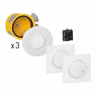 Kit Modul\'up avec 3 boites Modul\'up + 3 spots IP44 + 1 micromodule + 2 commandes dooxie sans fil - blanc (088555)