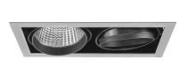 KIT QUADRA DUO -Downlight orient. gris, 2 mod. LED 34W 4000K 40° 3400lm incl (50477)