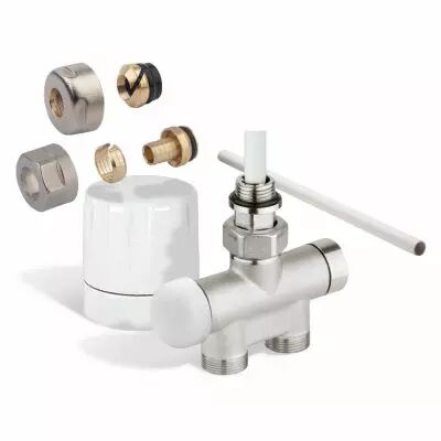 Kit raccordement monotube avec entraxe 50mm Nickele manuel (498047)