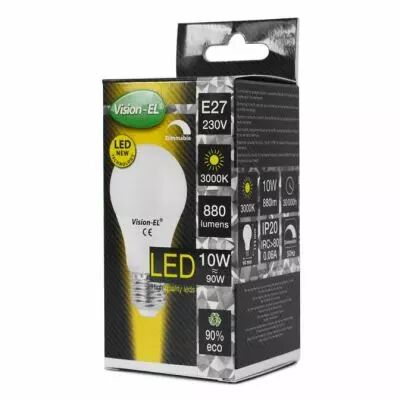 led 8.5w bulb e27 3000k dim boite (73887)