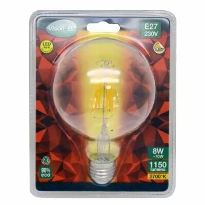 led fil cob globe g95 e27 8w 2700k clr boite (7147)