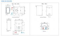 Linéo connecté multiposition blanc 40L monophasé - installation verticale ou horizontale côté gauche - livré avec 2 raccords dié