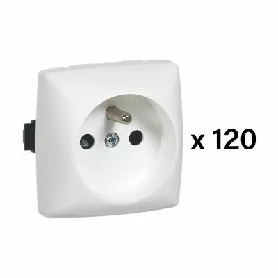 Lot de 120 prises de courant 2P+T Appareillage Saillie composable blanc (086130L)