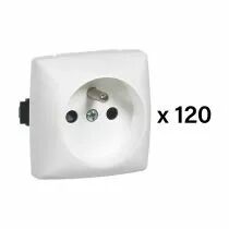 Lot de 120 prises de courant 2P+T Appareillage Saillie composable blanc (086130L)