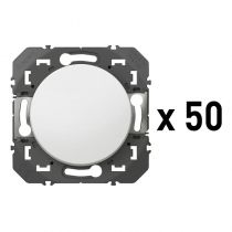 Lot de 50 interrupteurs ou va-et-vient dooxie 10AX 250V~ finition blanc (600601)