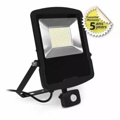 lumos ii project 100w 4000k plat noir ip44/65 + detect ir 5ans (100160)