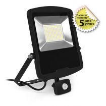 lumos ii project 100w 4000k plat noir ip44/65 + detect ir 5ans (100160)