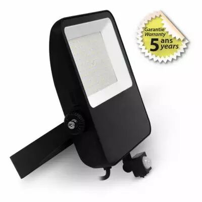lumos project 100w 3000k plat noir ip65 + detect ir 5ans (804530)