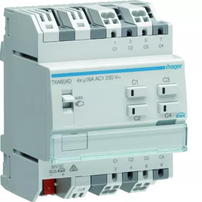 Module 4 sorties 16A/230V~ adapte pour charges capacitives / New Easy (TXA604D)