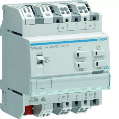 Module 4 sorties volets roulants et stores a bannes 230V~ 6A / New Easy (TXA624C)