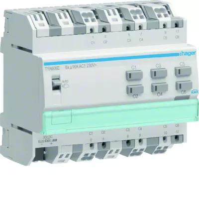 Module 6 sorties 16A / 230V~ adapt� pour charges capacitives mesure de courant (TYA606E)
