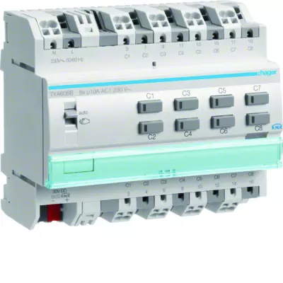 Module 8 sorties 10A 230V~ avec for�age manuel sans bus (TYA608B)