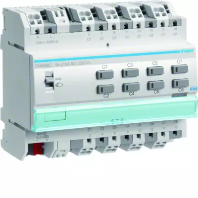 Module 8 sorties 16A 230V~ avec for�age manuel sans bus (TYA608C)