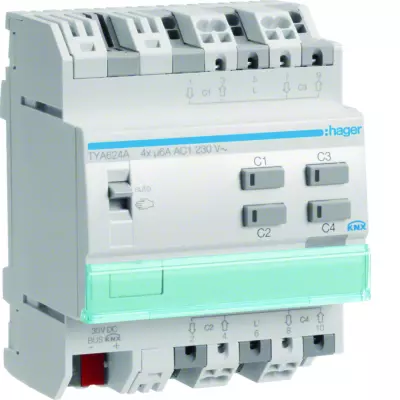 Module de sortie pour volets roulants pour 4 moteurs 230V~ 6A (TYA624A)