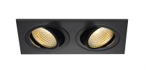 NEW TRIA 155, encastré de plafond intérieur, double, noir mat, LED, 14W, 2700K, clips ressorts (113890)