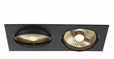NEW TRIA 300, encastr� de plafond int�rieur, double, noir mat, GU10/QPAR111, 2x 75W max, clips ressorts (113840)