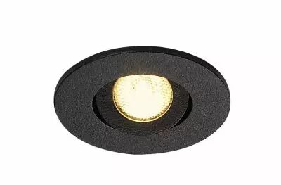 NEW TRIA 45, encastr� de plafond int�rieur, simple, rond, noir mat, LED, 4,4W, 3000K, IP44, clips ressorts (113970)