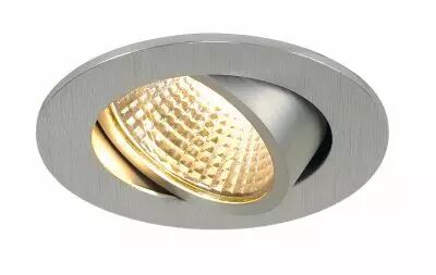 NEW TRIA 68, encastr� de plafond int�rieur, simple, rond, alu bross�, LED, 5,3W, 2700K, clips ressorts (1003060)