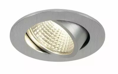 NEW TRIA 68, encastr� de plafond int�rieur, simple, rond, alu bross�, LED, 5,3W, 3000K, clips ressorts (113956)