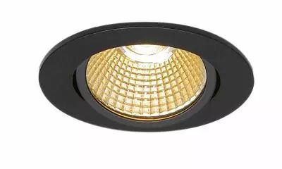 NEW TRIA 68, encastr� de plafond int�rieur, simple, rond, noir mat, LED, 11W, 2700K, clips ressorts, variable Triac (1003065)