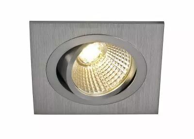 NEW TRIA 77, encastr� de plafond int�rieur, simple, carr�, alu bross�, LED, 8W, 3000K, clips ressorts (113916)