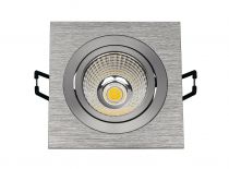 NEW TRIA 77, encastré de plafond intérieur, simple, carré, alu brossé, LED, 8W, 3000K, clips ressorts (113916)