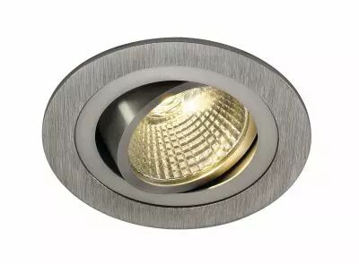 NEW TRIA 77, encastr� de plafond int�rieur, simple, rond, alu bross�, LED, 8W, 3000K, clips ressorts (113906)