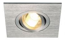 new tria 78 xl, encastré de plafond intérieur, simple, carré, alu brossé, gu10/qpar51, 50w max, clips ressorts (113456)