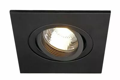 NEW TRIA 78 XL, encastr� de plafond int�rieur, simple, carr�, noir mat, GU10/QPAR51, 50W max, clips ressorts (113450)