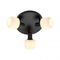 nordlux-plafonnier - milford mini x3 - verre - noir -  e14 (2412606003)