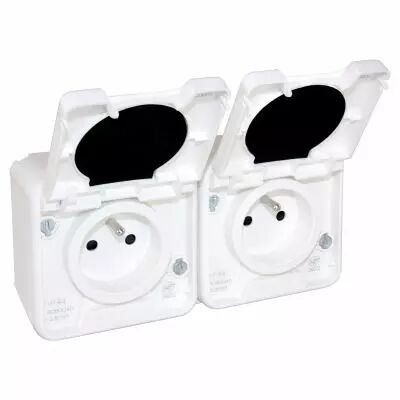 OXXO dble PC 2P+T BLANC IP55 (60851)