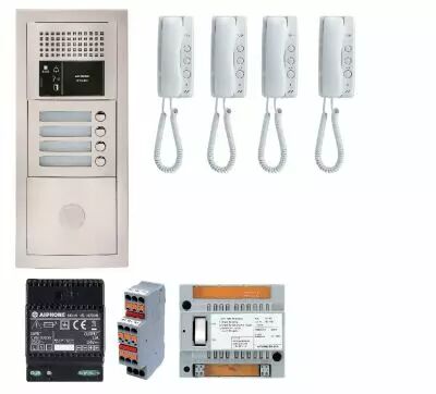 Pack audio 4 bp encastr�, module vigik, centrale, 4 gt1d & alim. (GTBA4E)