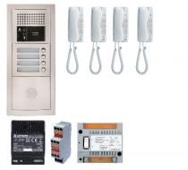 Pack audio 4 bp encastré, module vigik, centrale, 4 gt1d & alim. (GTBA4E)
