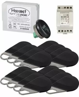 Pack avec 1 centrale helight2 et de 16 badges hecv2n programm�s avec alim. 40781 (HEPACK16)
