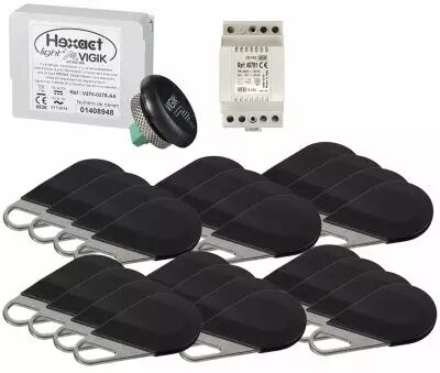 Pack avec 1 centrale helight2 et de 24 badges hecv2n programm�s avec alim. 40781 (HEPACK24)