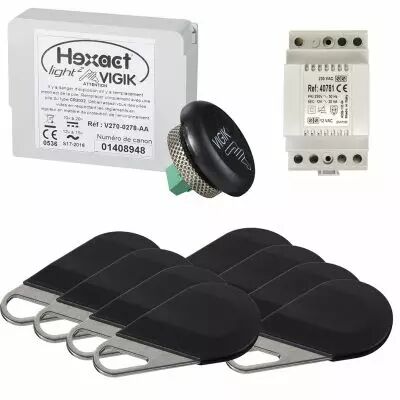 Pack avec 1 centrale helight2 et de 8 badges hecv2n programm�s avec alim. 40781 (HEPACK8)