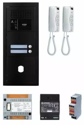 Pack GT audio 2 BP programm� avec platine fa�ade noire satin (GTBA2EB)