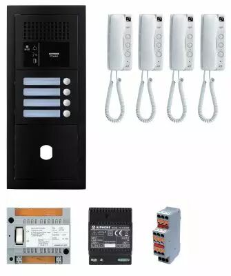 Pack GT audio 4 BP programm� avec platine fa�ade noire satin (GTBA4EB)