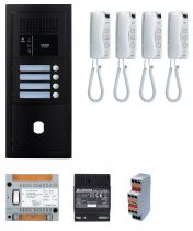 Pack GT audio 4 BP programmé avec platine façade noire satin (GTBA4EB)