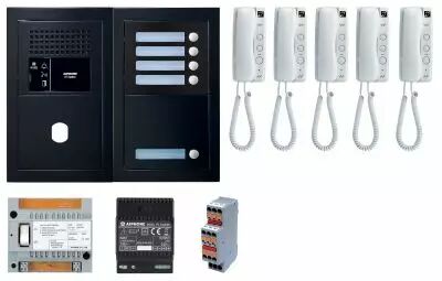 Pack GT audio 5 BP programm� avec platine fa�ade noire satin (GTBA5EB)