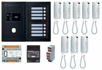 Pack GT audio 8 BP programm� avec platine fa�ade noire satin (GTBA8EB)