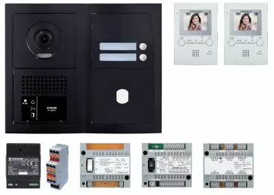 Pack GT vid�o 2 BP programm� avec platine fa�ade noire satin (GTBV2EB)
