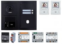 Pack GT vidéo 2 BP programmé avec platine façade noire satin (GTBV2EB)