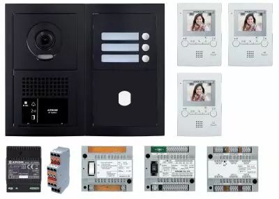 Pack GT vid�o 3 BP programm� avec platine fa�ade noire satin (GTBV3EB)